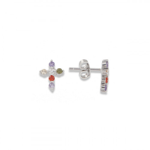 MULTICOLOURED CROSS EARRINGS