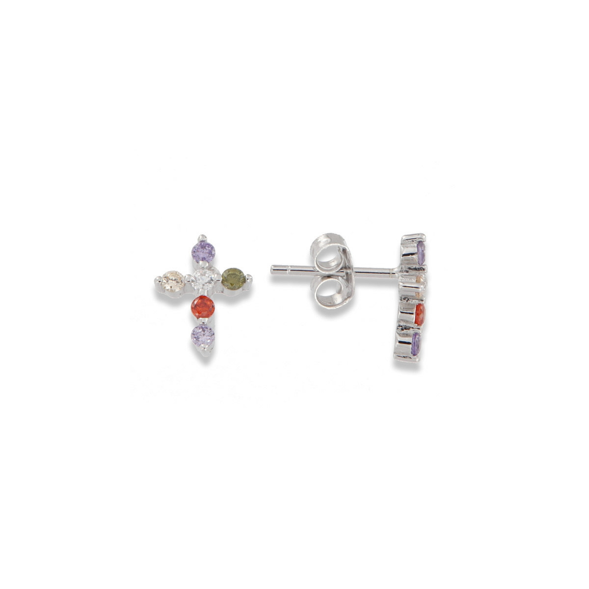 MULTICOLOURED CROSS EARRINGS