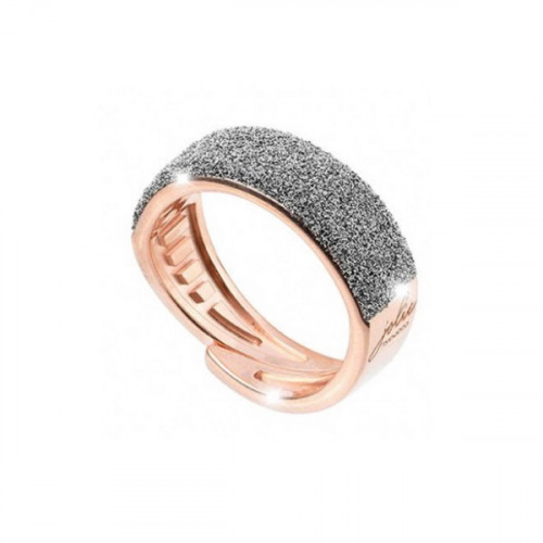 ANILLO DE PLATA ROSADA Y POLVO DE DIAMANTE