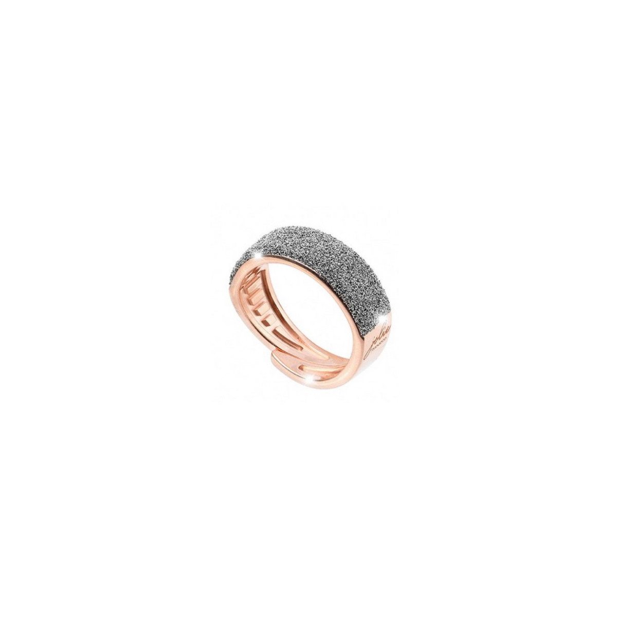 ANILLO DE PLATA ROSADA Y POLVO DE DIAMANTE