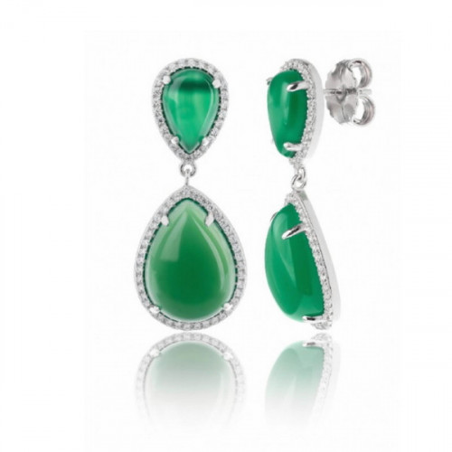 GREEN AGATE TEARDROP EARRINGS P0060/VER/LP