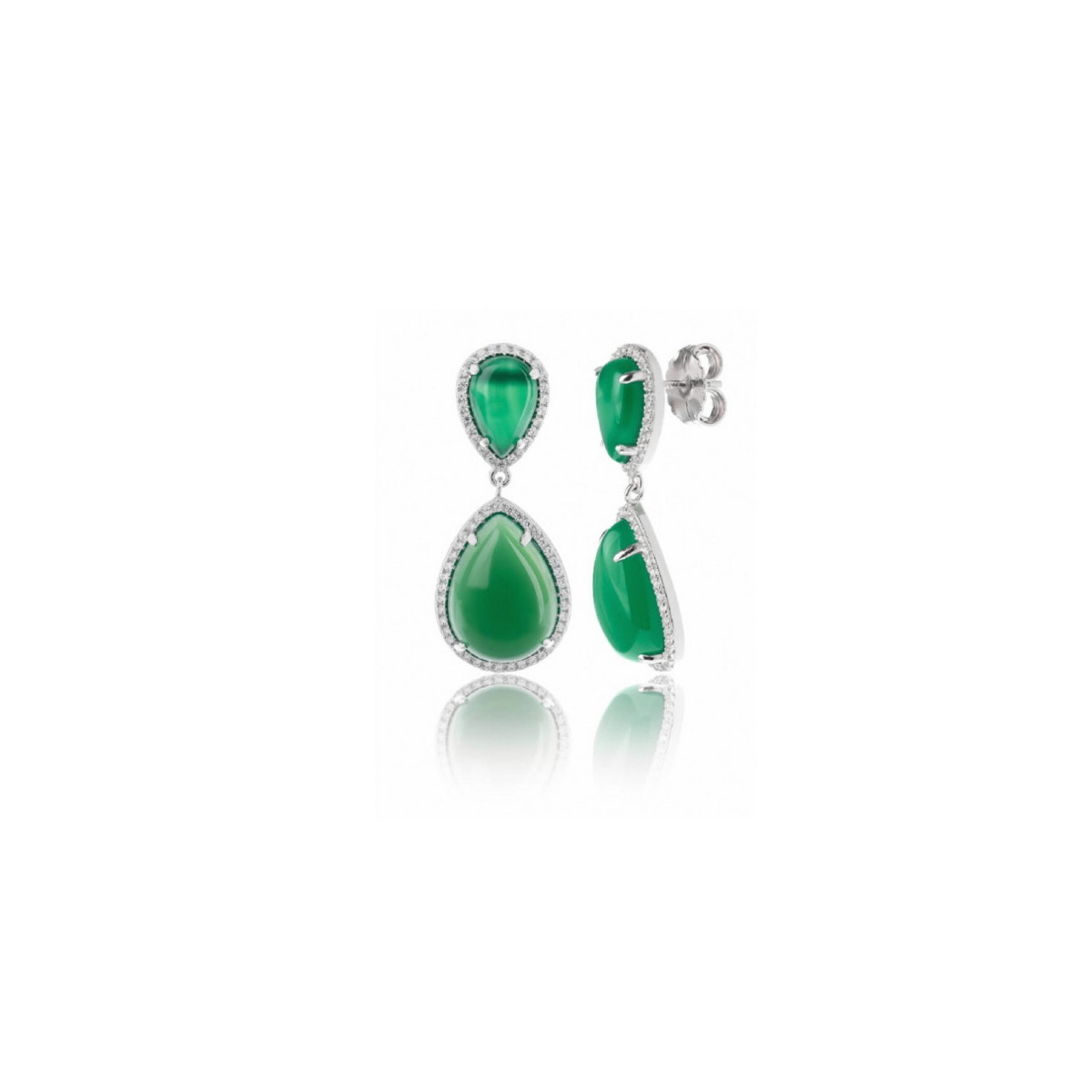 GREEN AGATE TEARDROP EARRINGS P0060/VER/LP