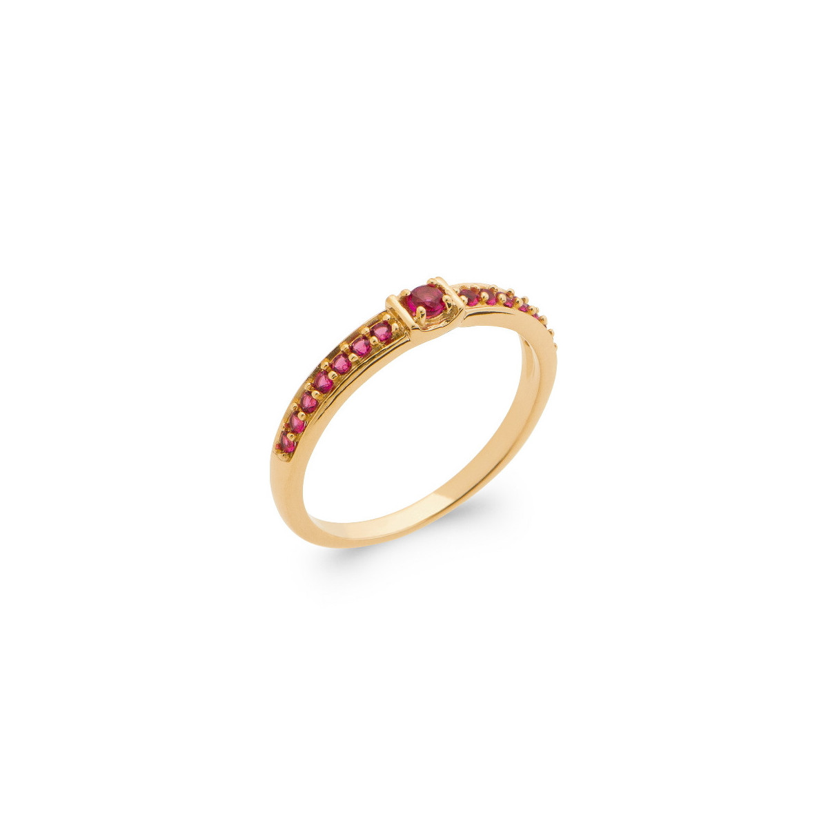 GOLD PLATED SILVER RING WITH RED ZIRCONIA