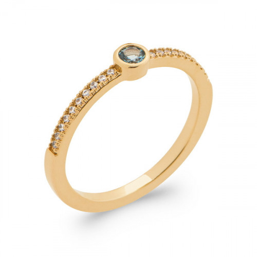 GOLD PLATED SILVER RING WITH BICOLOUR ZIRCONIAS