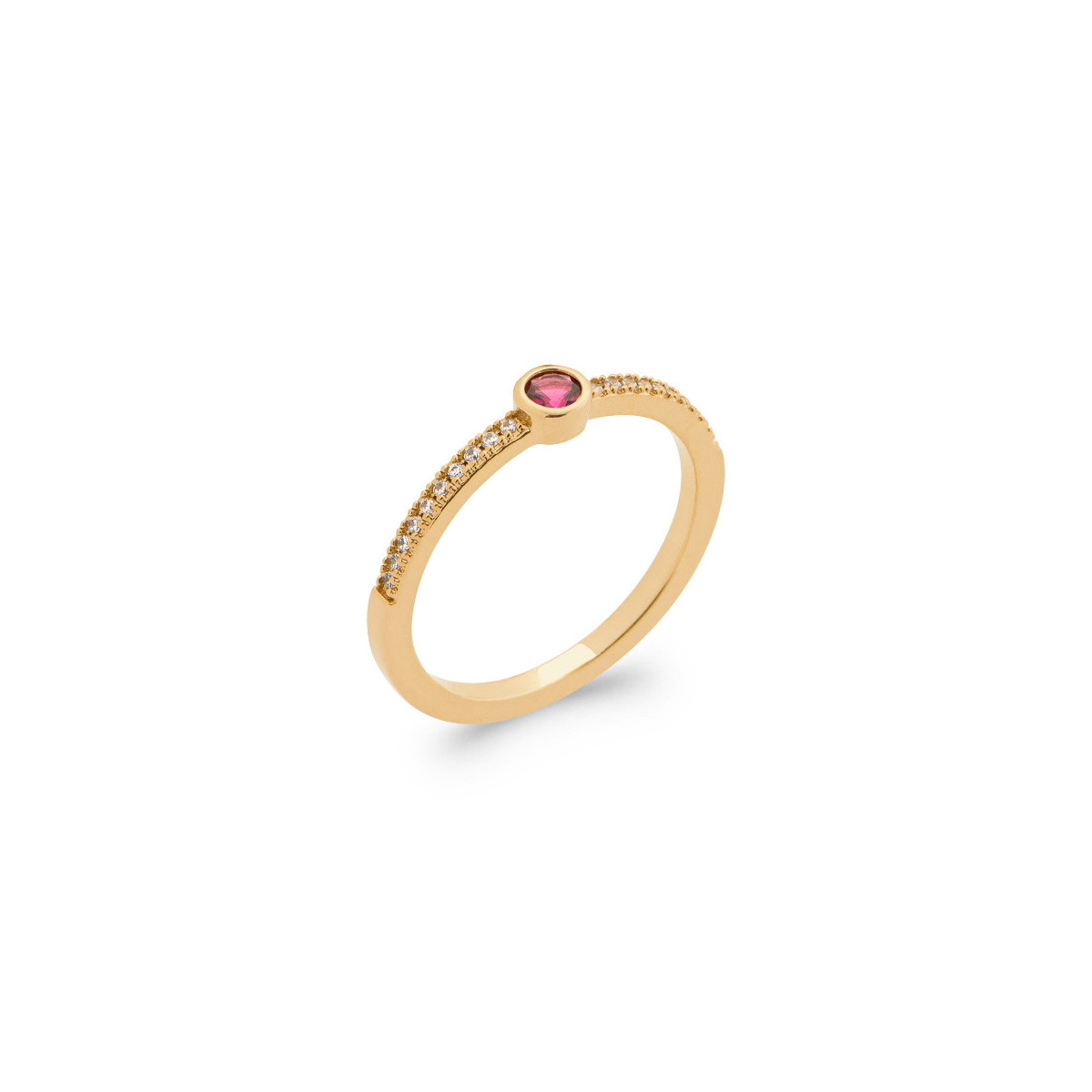 GOLD PLATED SILVER RING WITH BICOLOUR ZIRCONIAS