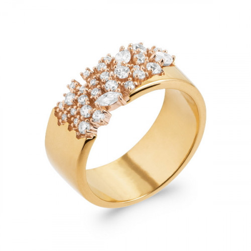 GOLD PLATED SILVER RING WITH ZIRCONIA