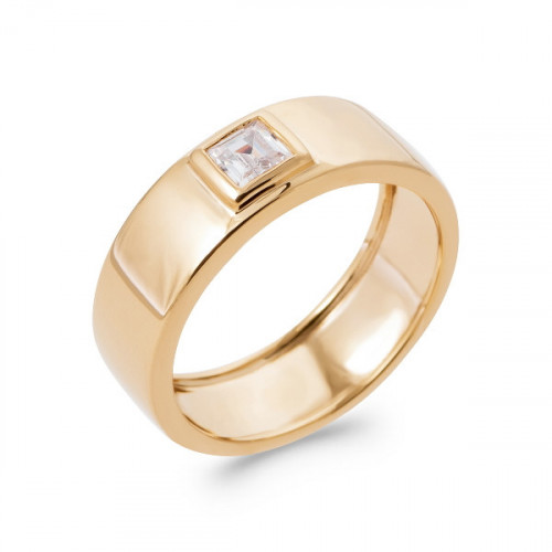 ROSE SILVER RING WITH PRINCESS-CUT ZIRCONITAS