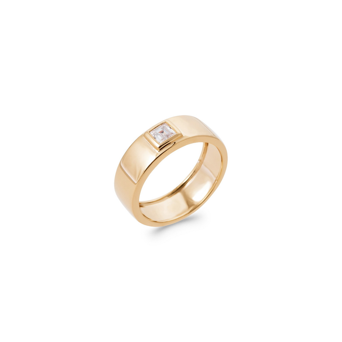 ROSE SILVER RING WITH PRINCESS-CUT ZIRCONITAS