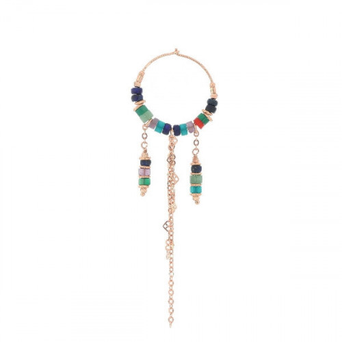 AMERICA EARRING WITH MULTICOLOURED STONES AND CHAINS