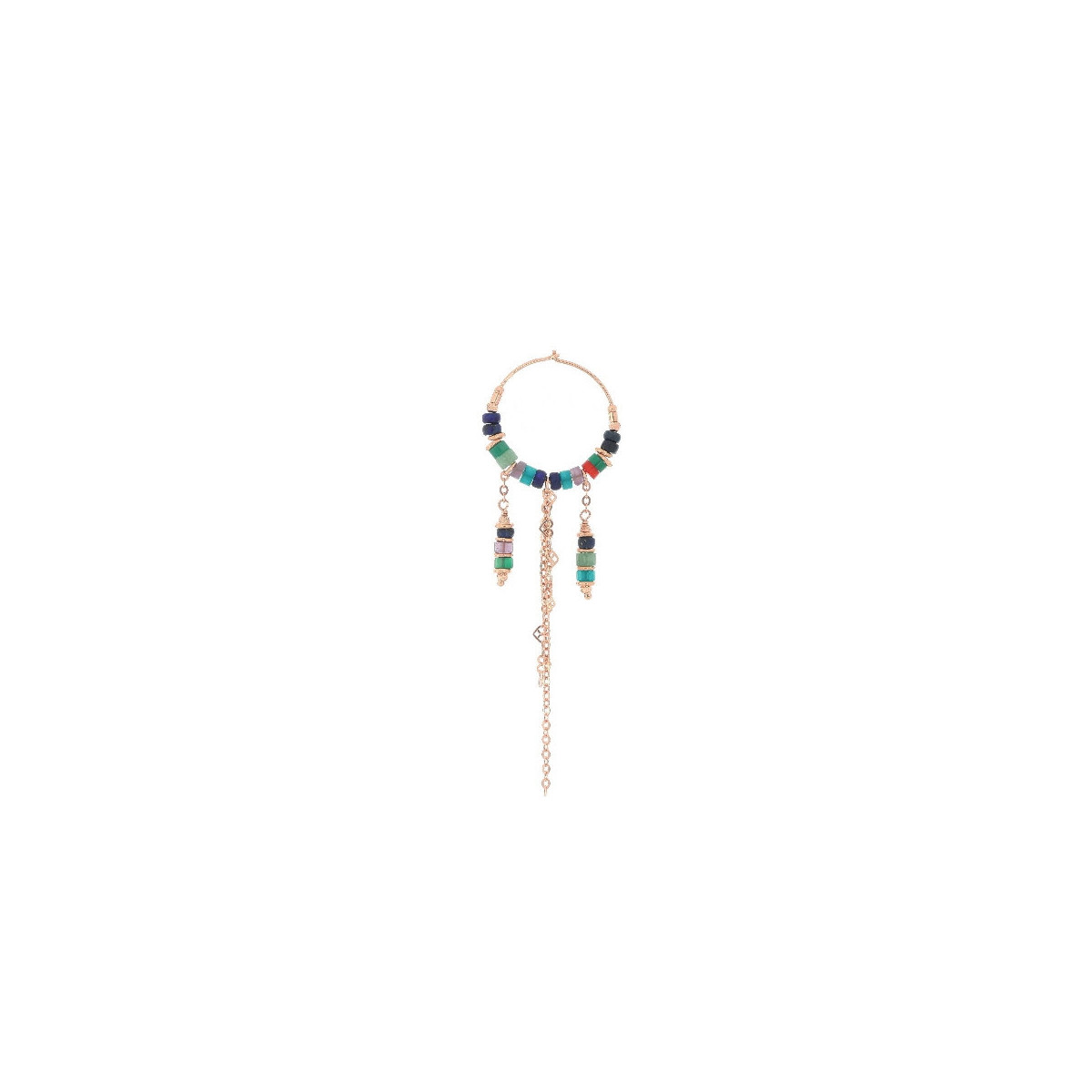 AMERICA EARRING WITH MULTICOLOURED STONES AND CHAINS