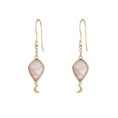 MOON ROSE QUARTZ EARRINGS