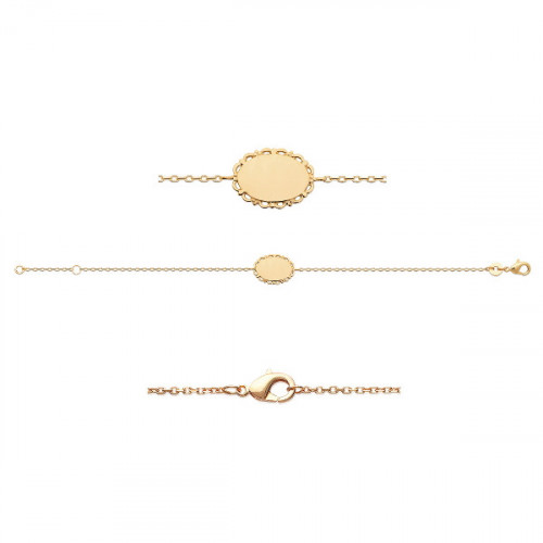 GOLD PLATED SILVER BRACELET WITH OVAL PLATE