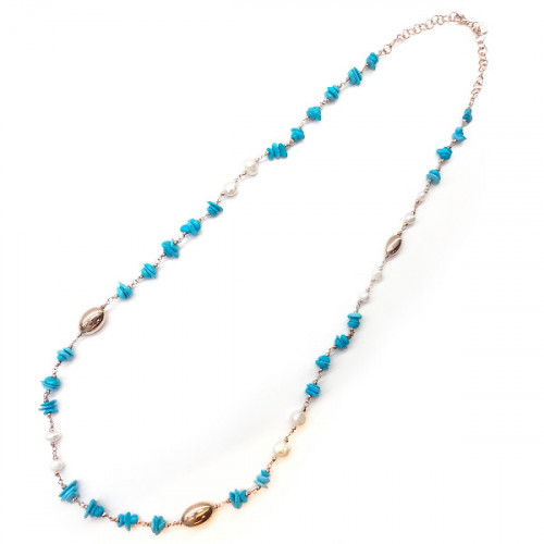 NECKLACE HERA WITH TURQUOISE AND PEARLS
