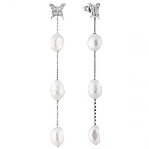 BUTTERFLY EARRINGS IN SILVER WITH NATURAL PEARLS PENDANTS SBUOAB21