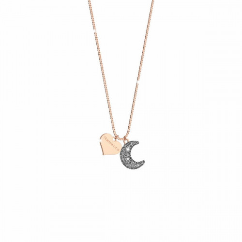 JOLIE NECKLACE IN PINK SILVER WITH MEDIUM MOON SJOKAR14