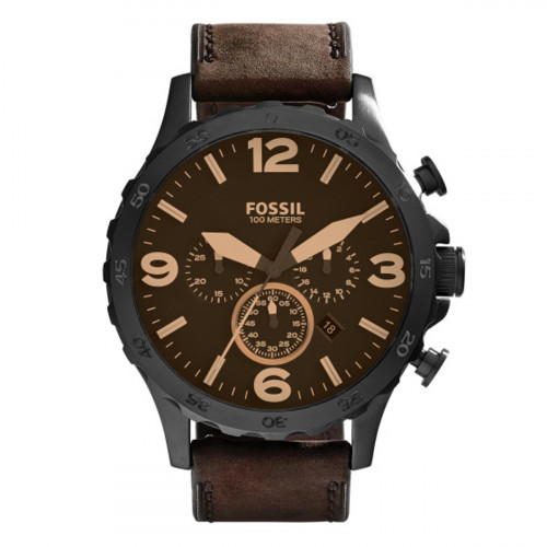 FOSSIL JR1487 NATE CHRONOGRAPH BROWN DIAL BROWN LEATHER ANALOG MEN´S WATCH