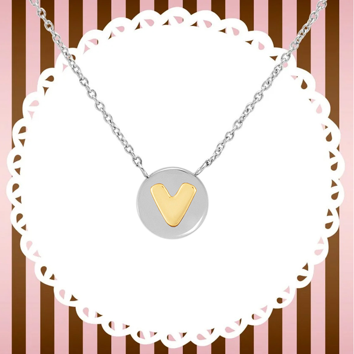 NECKLACE WITH THE LETTER V IN GOLD