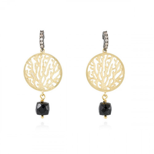 Pendientes ARRECIFE Negro en plata rosa 90567PS