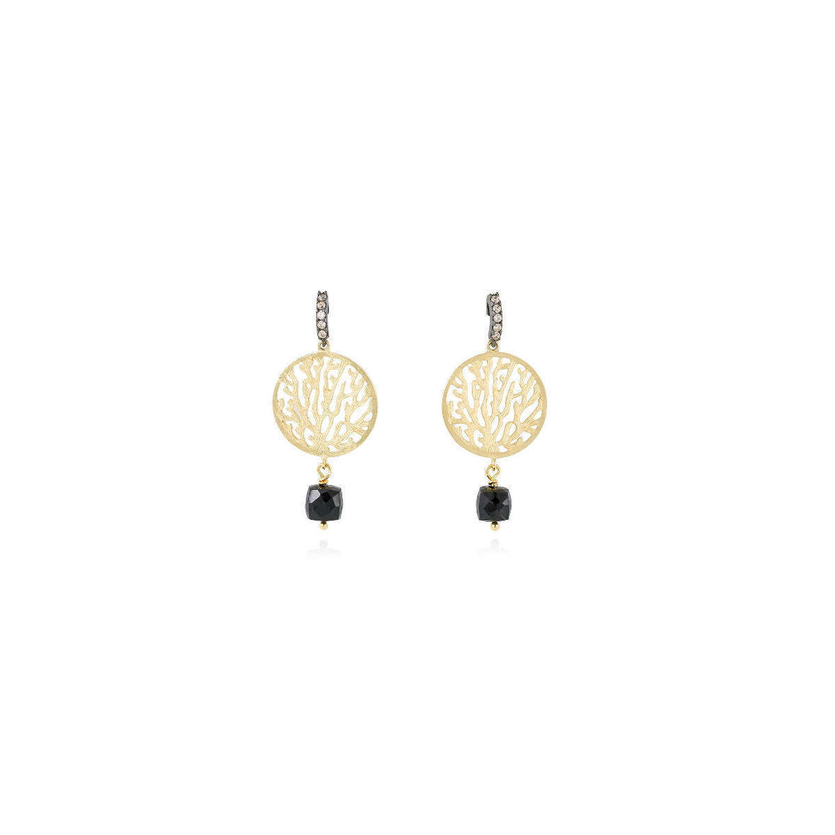 Pendientes ARRECIFE Negro en plata rosa 90567PS