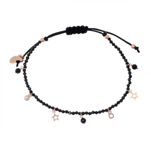 BRACELET MADE OF THREAD & CRYSTALS BLACK
