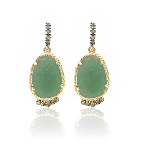 GREEN OVAL LONG EARRINGS