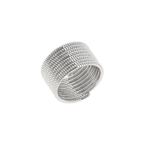 DNA SPRING RHODIUM PLATED RING