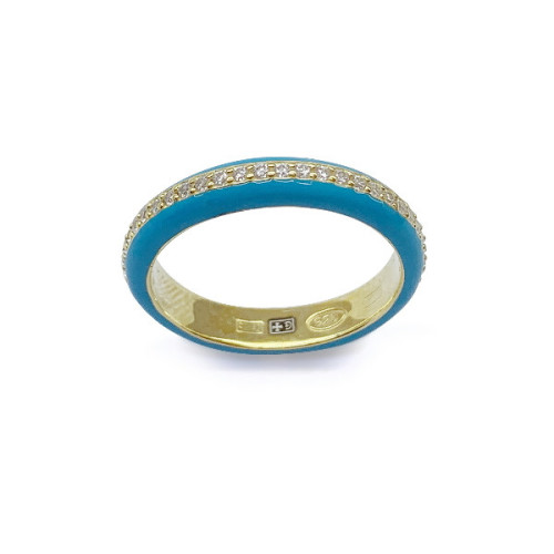 ANILLO CON ESMALTE TURQUESA CON CIRCONITAS