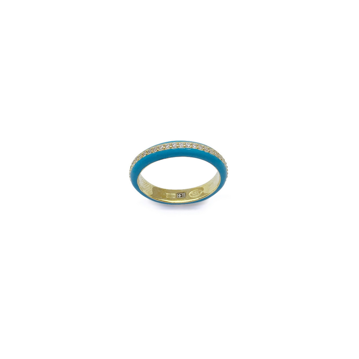 ANILLO CON ESMALTE TURQUESA CON CIRCONITAS