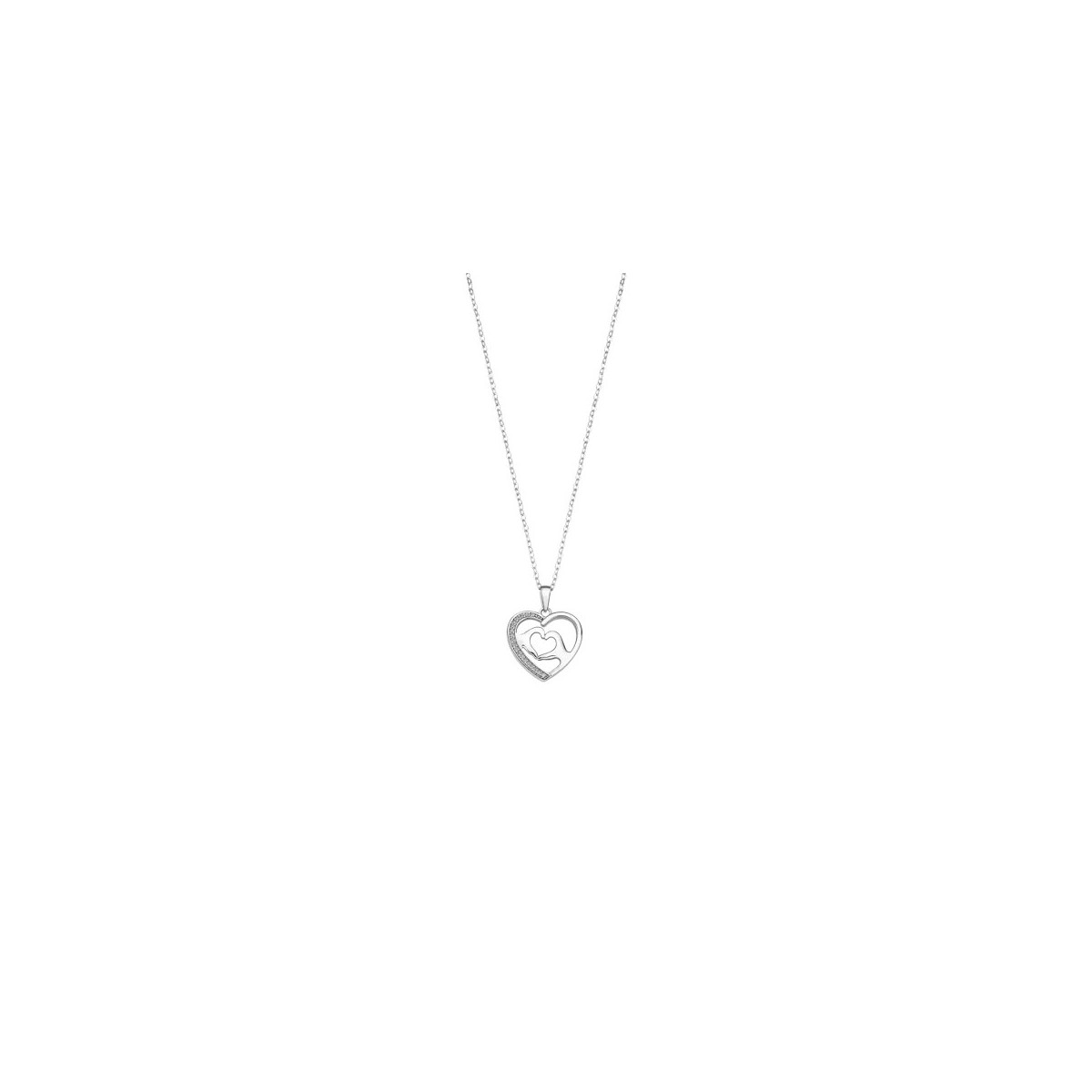LOTUS SILVER DOUBLE HEART NECKLACE