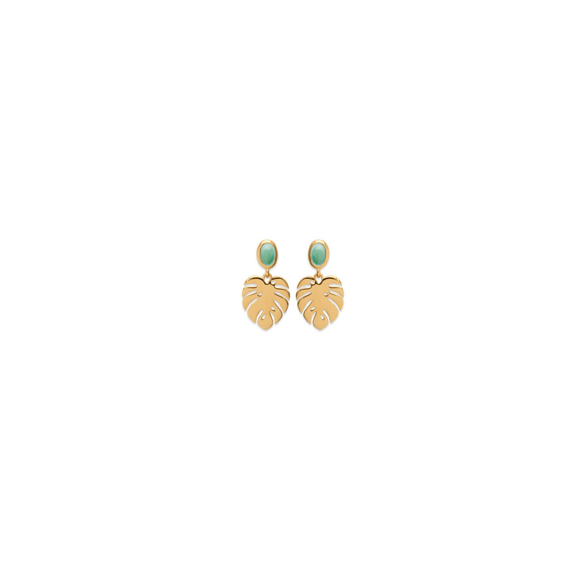 Aventurine Leaf and Stone Earrings