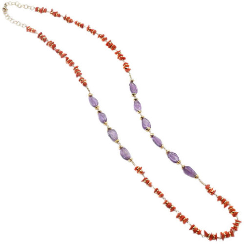 CORAL AND FLUORITE NECKLACE