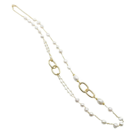 GOLD PLATED SILVER AND PEARL NECKLACE