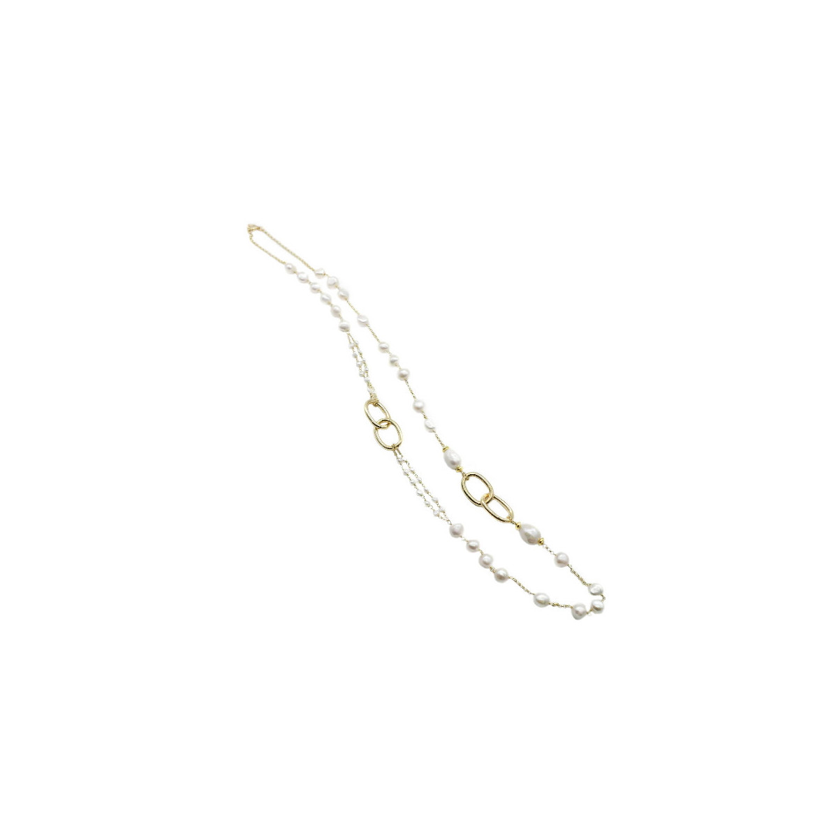 GOLD PLATED SILVER AND PEARL NECKLACE