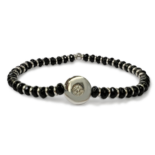 PULSERA ELÁSTICA DE PLATA Y ESPINELA