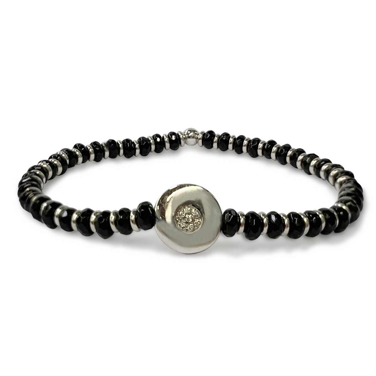 PULSERA ELÁSTICA DE PLATA Y ESPINELA