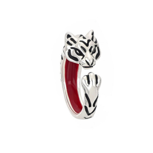 POLISHED SILVER TIGER RING