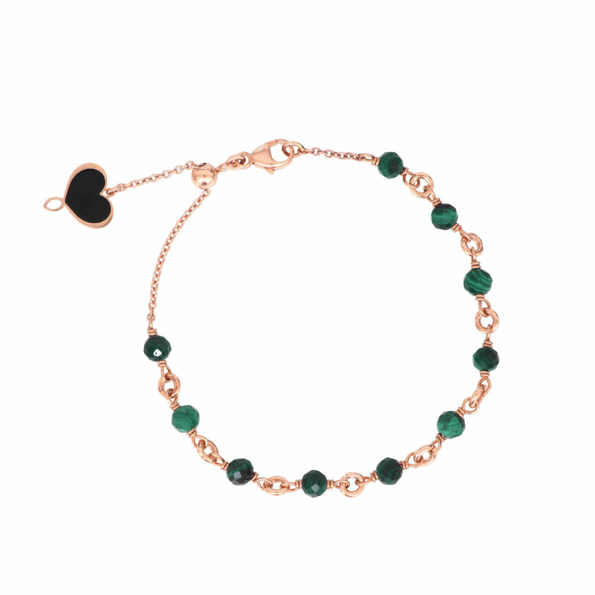 BRACELET WITH LINKS AND MALACHITE STONES