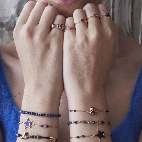 PULSERA CON ESLABONES Y PIEDRAS LAPISLÁZULI