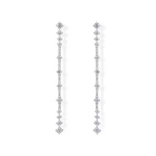 LONG ARTICULATED BRIDAL EARRINGS IN SILVER 90438PB