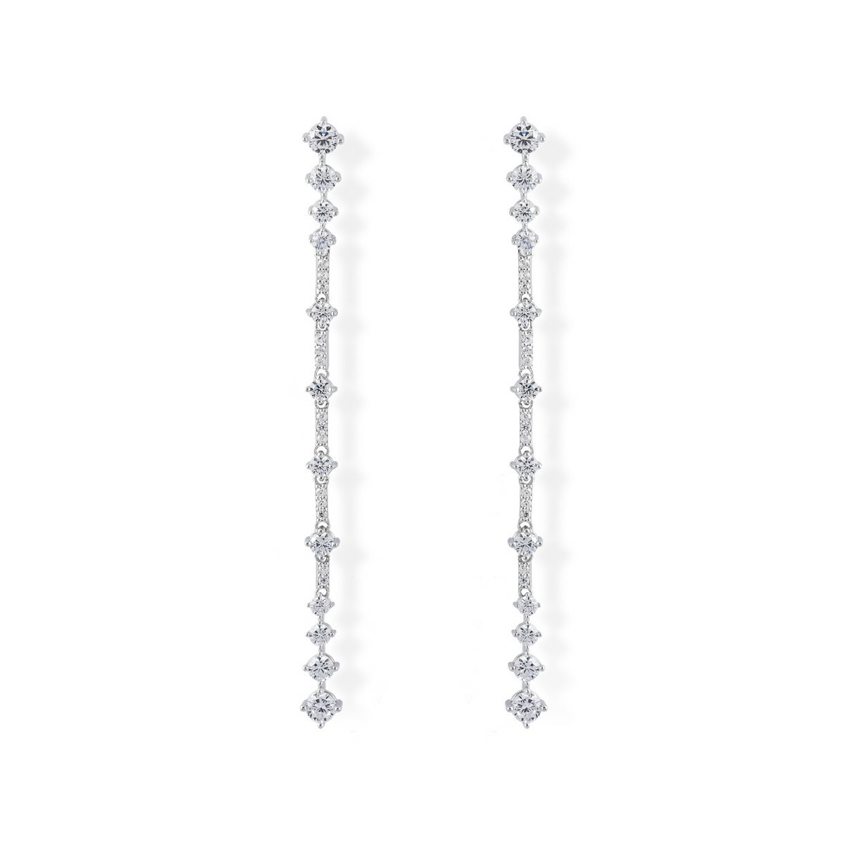 LONG ARTICULATED BRIDAL EARRINGS IN SILVER 90438PB