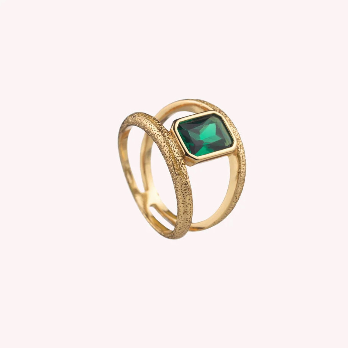 WIDE CLEOPATRA RING GREEN / GOLD