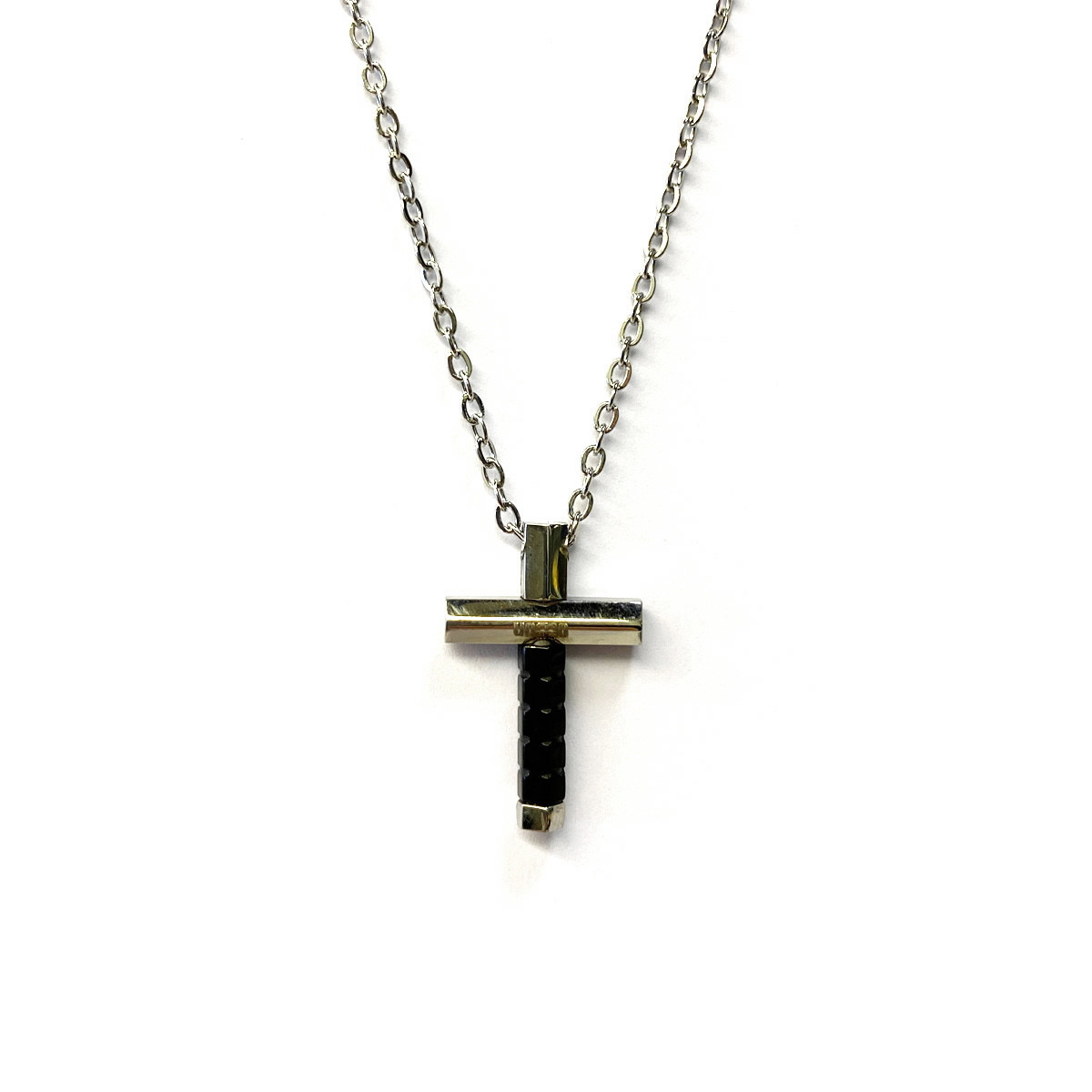 NECKLACE WITH BICOLOUR STEEL CROSS
