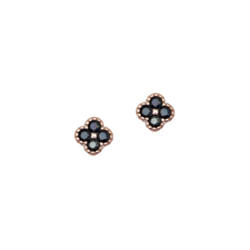 Flower With Black Spinel Earring