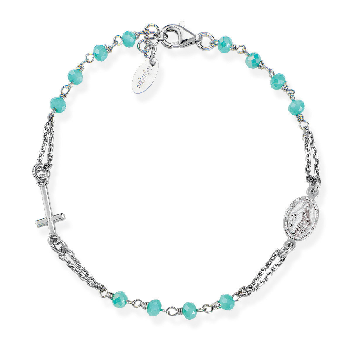 ROSARY BRACELET TURQUOISE BLUE CRYSTALS