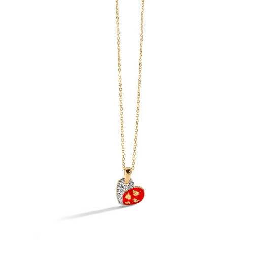 GARGANTILLA CORAZON ESMALTE Y HOJAS ORO