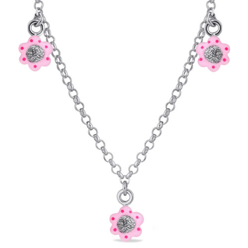 TAMBOURINE NECKLACE & PINK FLOWER