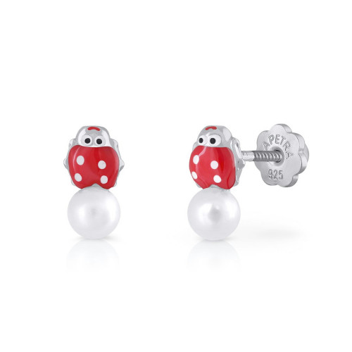 HAPPY PEARL EARRINGS LADYBIRD