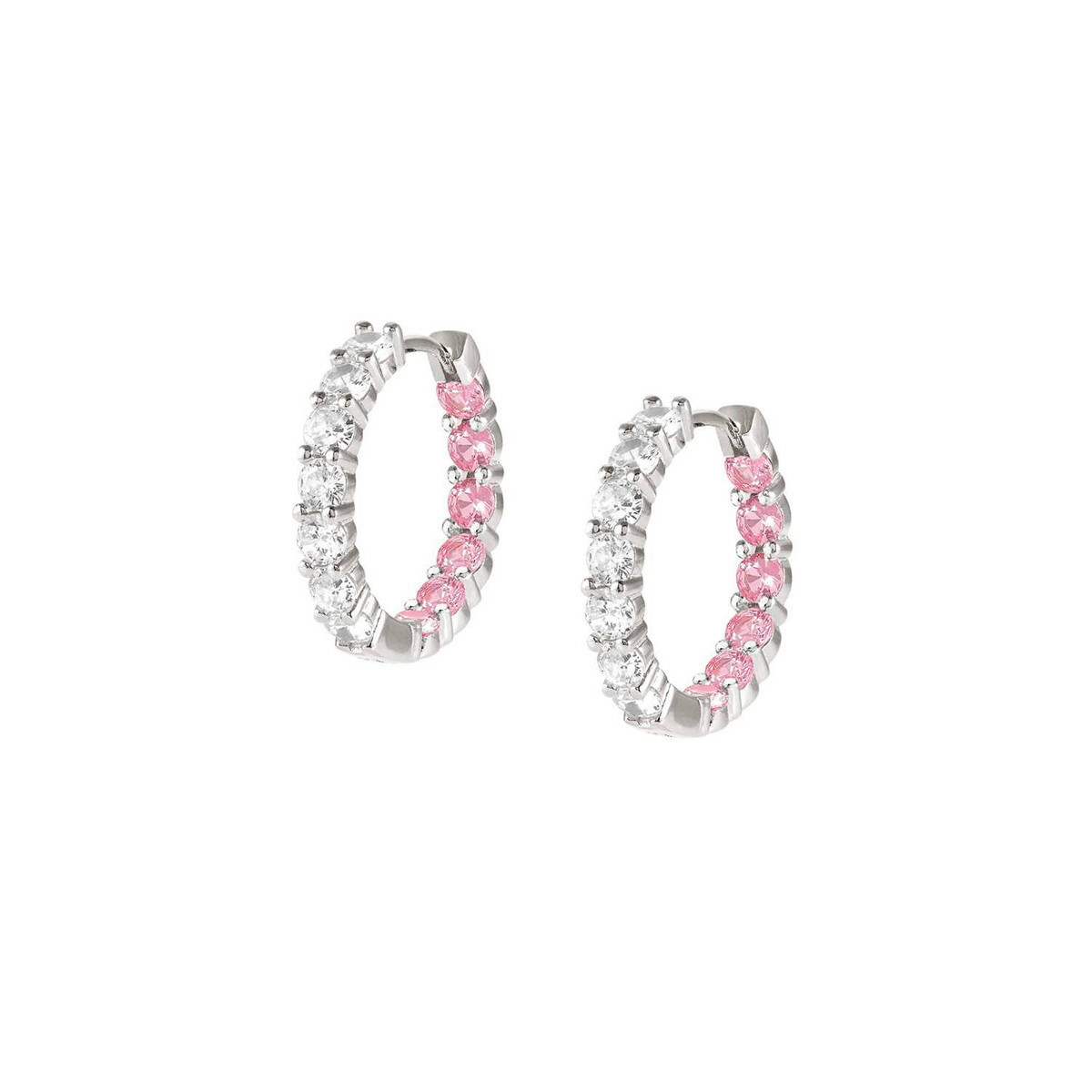 PENDIENTES DE ARO CHIC&CHARM JOYFUL EDITION PIEDRAS ROSAS Y BLANCAS