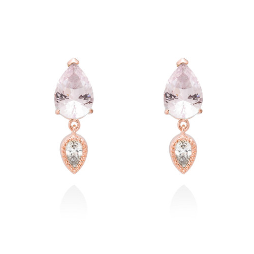 PENDIENTES IRIA ROSA AGUA EN PLATA