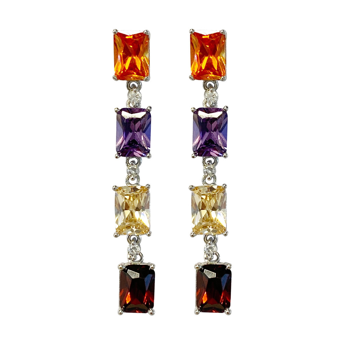 SILVER EARRINGS WITH COLOURED STONES